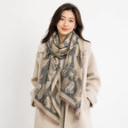 stylesilove Women's Cat Print Shawl Wrap, Soft Reversible Acrylic Scarf, Oversized Winter Poncho Cape for Travel & Gifts