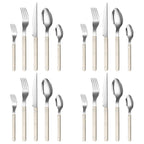 Khen Cream Cutlery Set of 20 –18/8 Stainless Steel Flatware