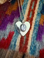 Handcrafted Sterling Silver & White Buffalo Heart Pendant by Joseph Martinez