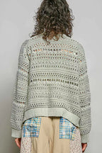 POL Open-Knit Floral Button Cardigan