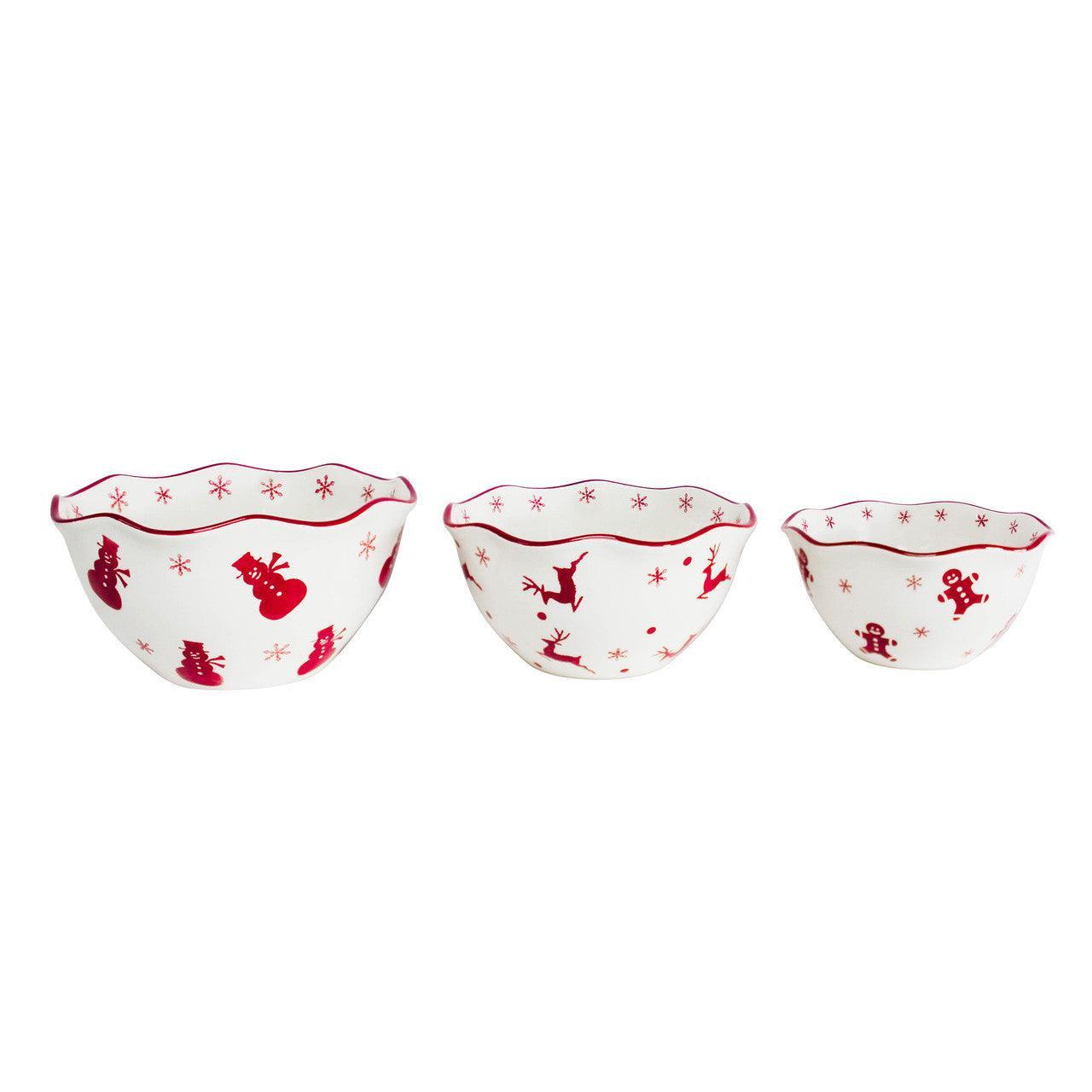 Winterfest 3 Piece Nesting Serving Bowl Set - Che Cose Belle
