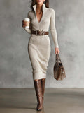 Ribbed Knit Turtleneck Bodycon Sweater Dress