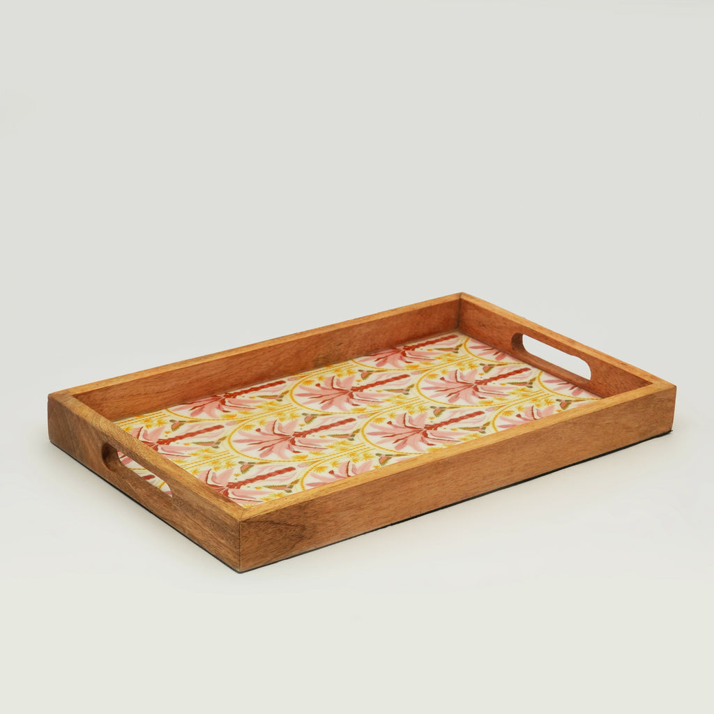 Pink Summer Serving Tray with Handles