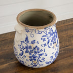 6.5 ” Floral Tuscan Ceramic Blue Scroll Planter - Che Cose Belle