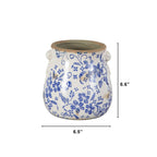 6.5 ” Floral Tuscan Ceramic Blue Scroll Planter - Che Cose Belle