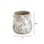 6.5” Floral Tuscan Ceramic Gray Scroll Planter - Che Cose Belle