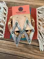 Handmade Sterling Silver & Turquoise Concho Dangle Earrings by Kimari Somers