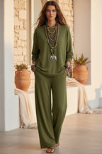Women's Batwing-Sleeve Oversized Top & Wide-Leg Pants Set