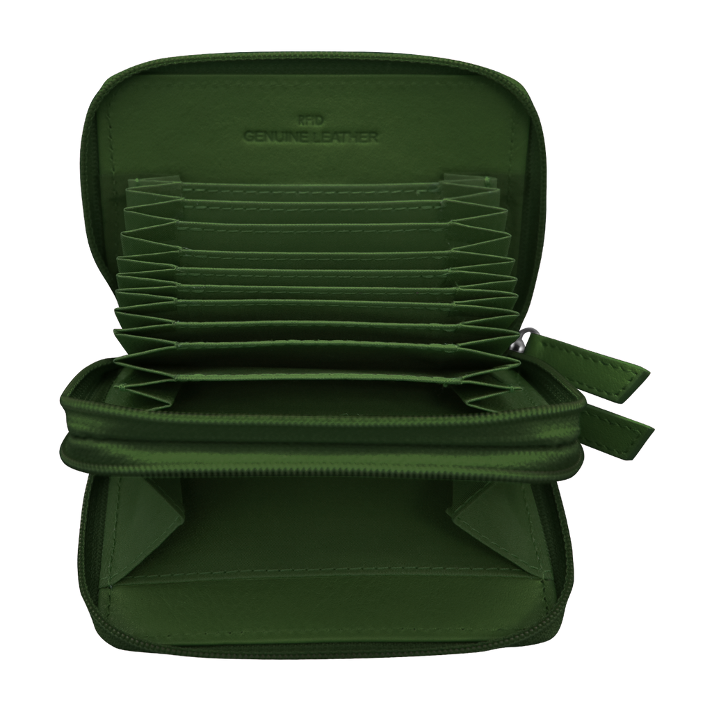DOUBLE ZIP ACCORDION CREDIT CARD HOLDER