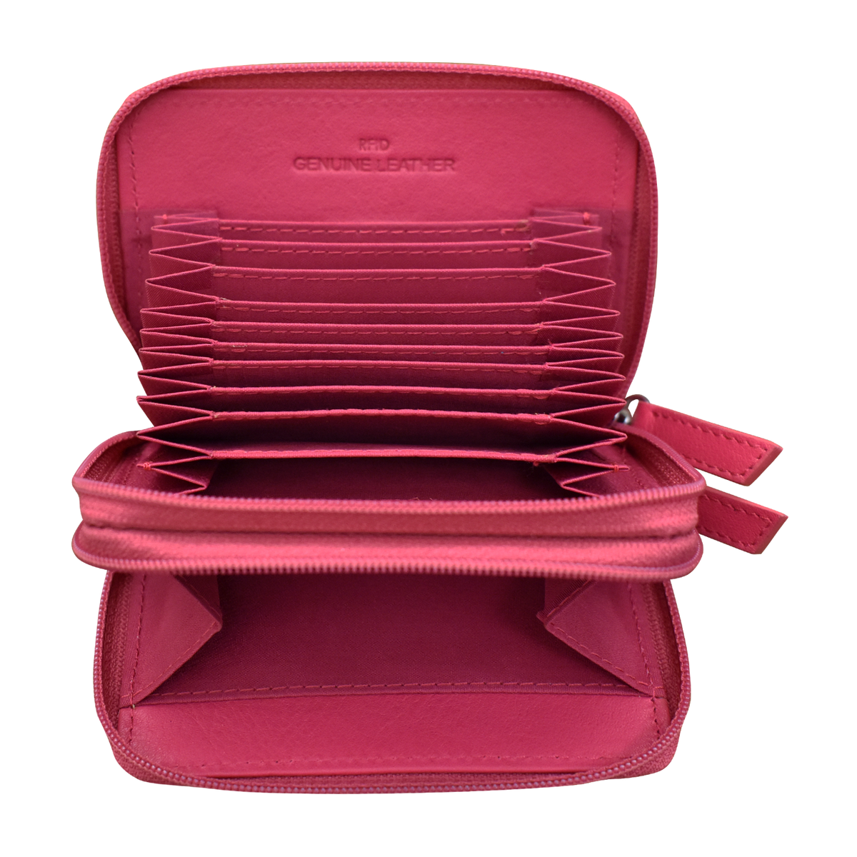 DOUBLE ZIP ACCORDION CREDIT CARD HOLDER