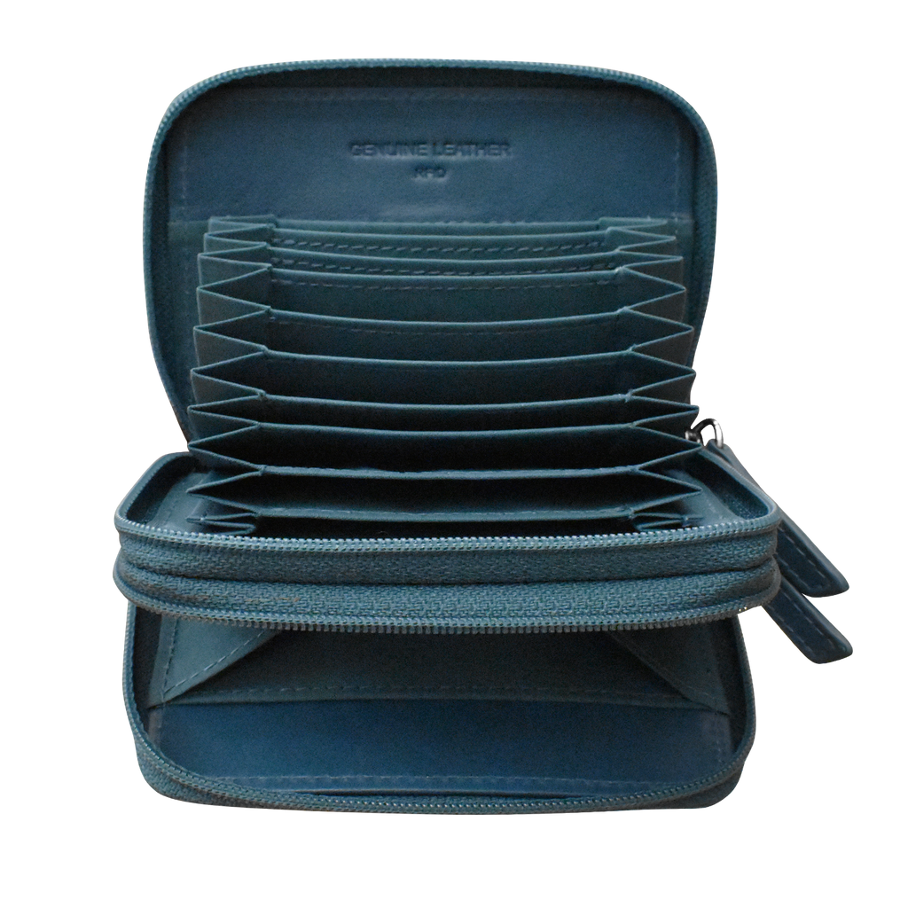 DOUBLE ZIP ACCORDION CREDIT CARD HOLDER