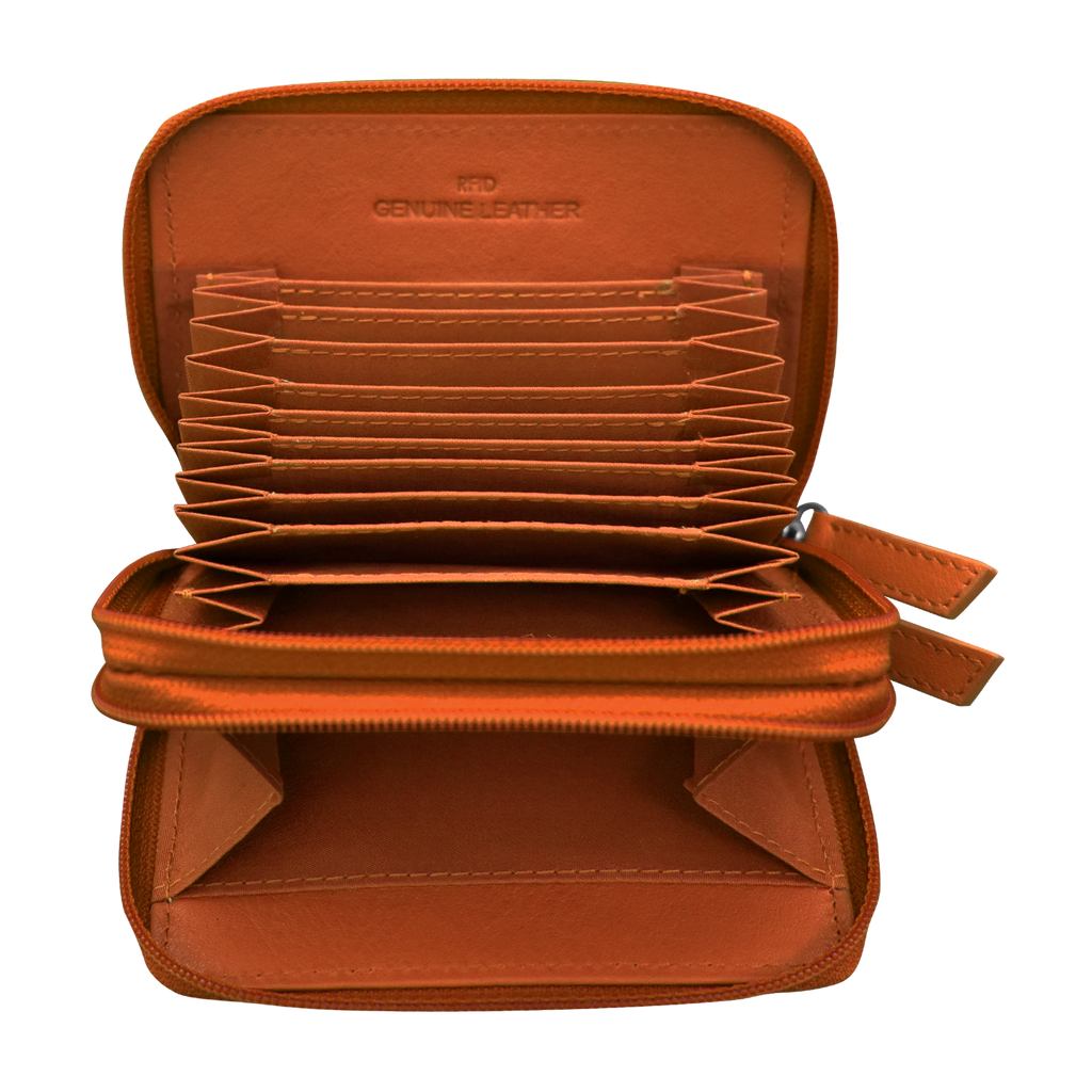 DOUBLE ZIP ACCORDION CREDIT CARD HOLDER