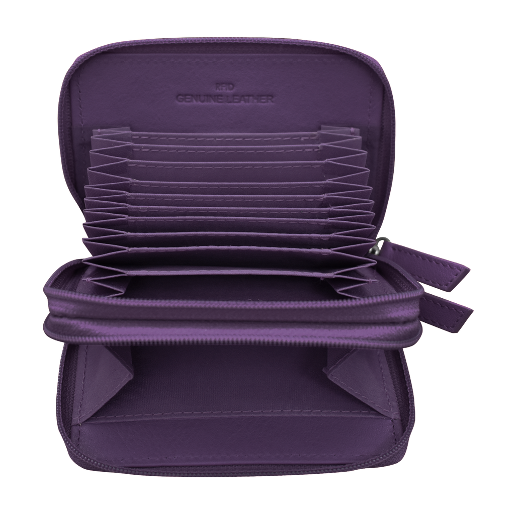 DOUBLE ZIP ACCORDION CREDIT CARD HOLDER