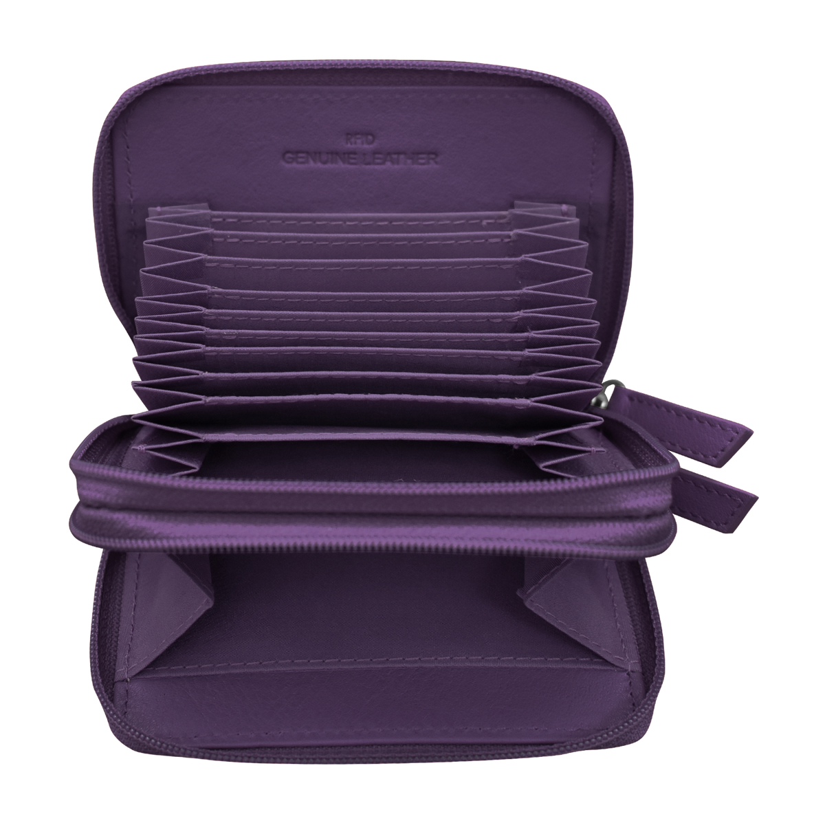 DOUBLE ZIP ACCORDION CREDIT CARD HOLDER