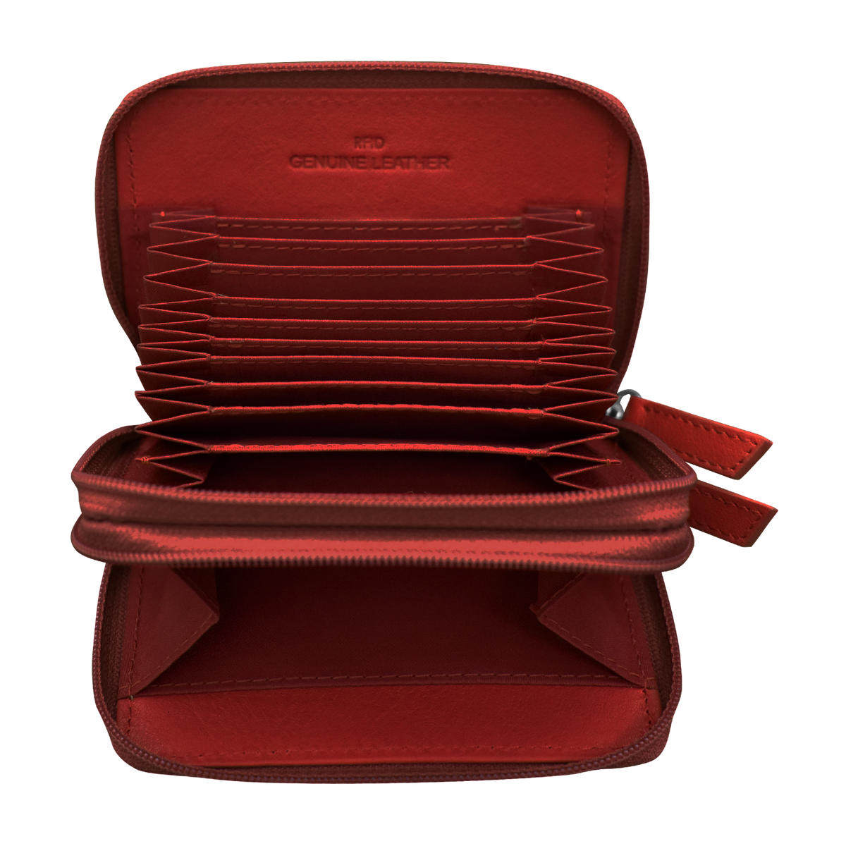 DOUBLE ZIP ACCORDION CREDIT CARD HOLDER