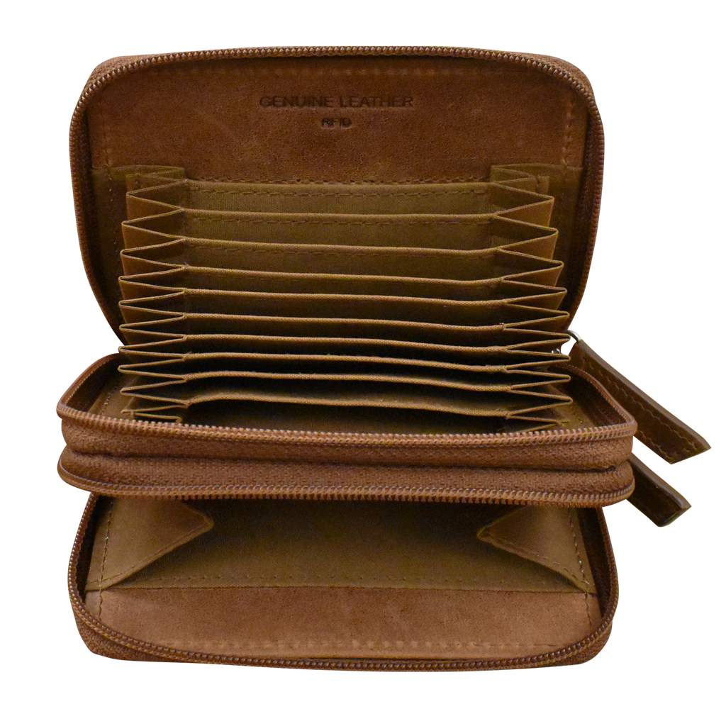 DOUBLE ZIP ACCORDION CREDIT CARD HOLDER