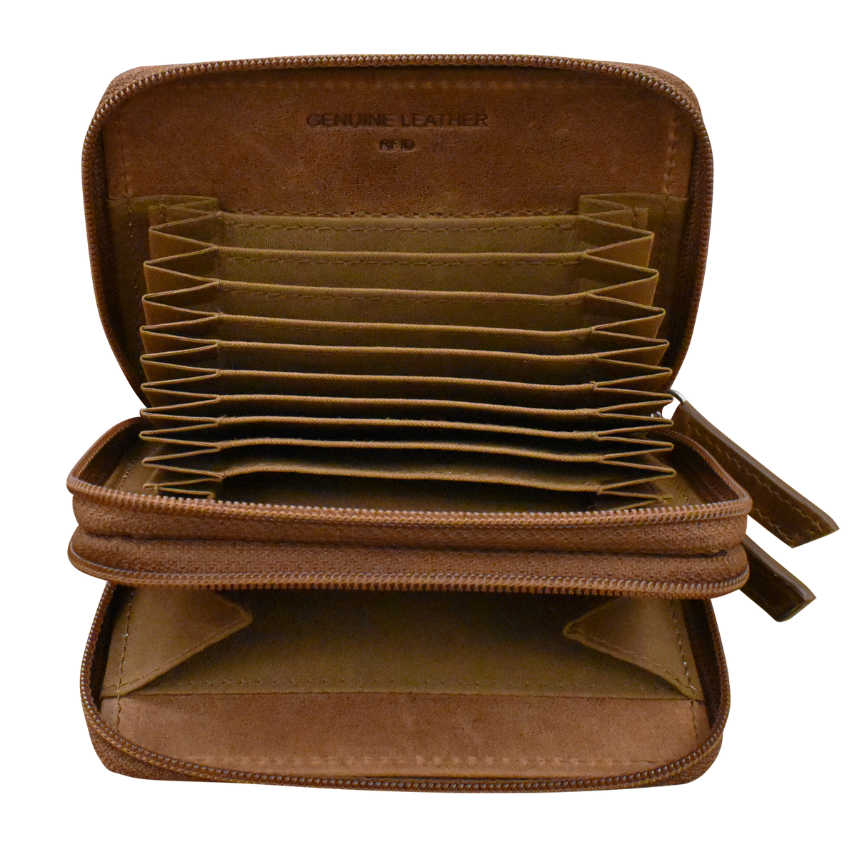 DOUBLE ZIP ACCORDION CREDIT CARD HOLDER