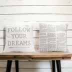 Follow Your Dreams 16in Canvas Pillow Rustic Farmhouse Arrow Throw