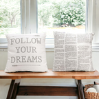 Follow Your Dreams 16in Canvas Pillow Rustic Farmhouse Arrow Throw
