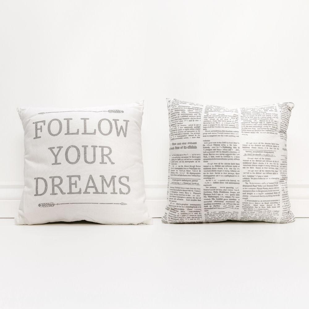 Follow Your Dreams 16in Canvas Pillow Rustic Farmhouse Arrow Throw