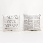 Follow Your Dreams 16in Canvas Pillow Rustic Farmhouse Arrow Throw