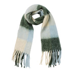 Brushed Checkered Print Scarf - Beige Olive