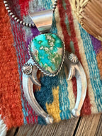 Handcrafted Sterling Silver & Sonoran Mountain Turquoise Naja Pendant by Chimney Butte