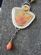 Tularosa Rosary Style Sterling Silver, Red Creek Jasper and Citrine Sunset Necklace