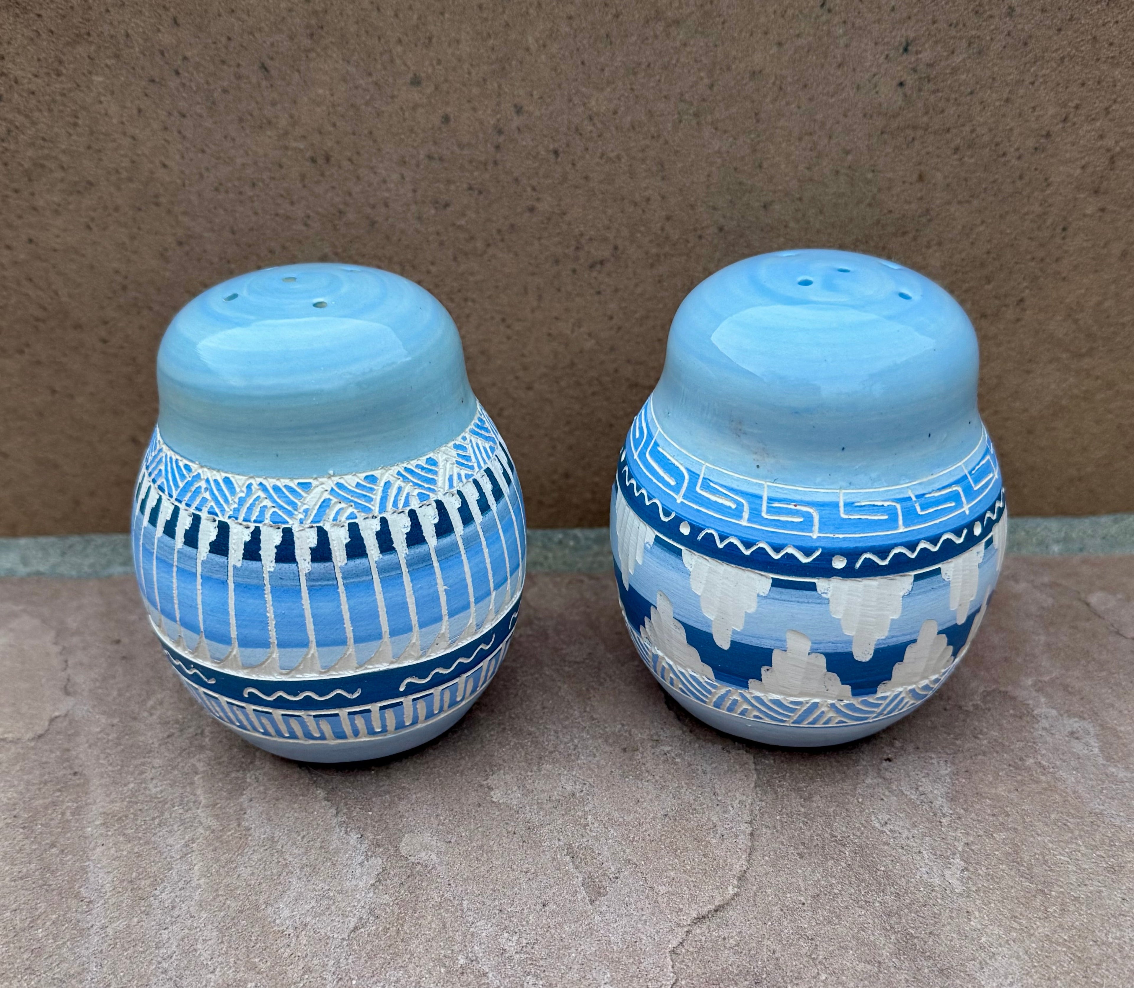 Handcrafted Blue Salt & Pepper Shakers “Cassandra King”