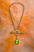 Calling Card Toggle Necklace in Green Envy (Silver)