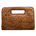 The Claire| Hand-Tooled Leather Statement Clutch
