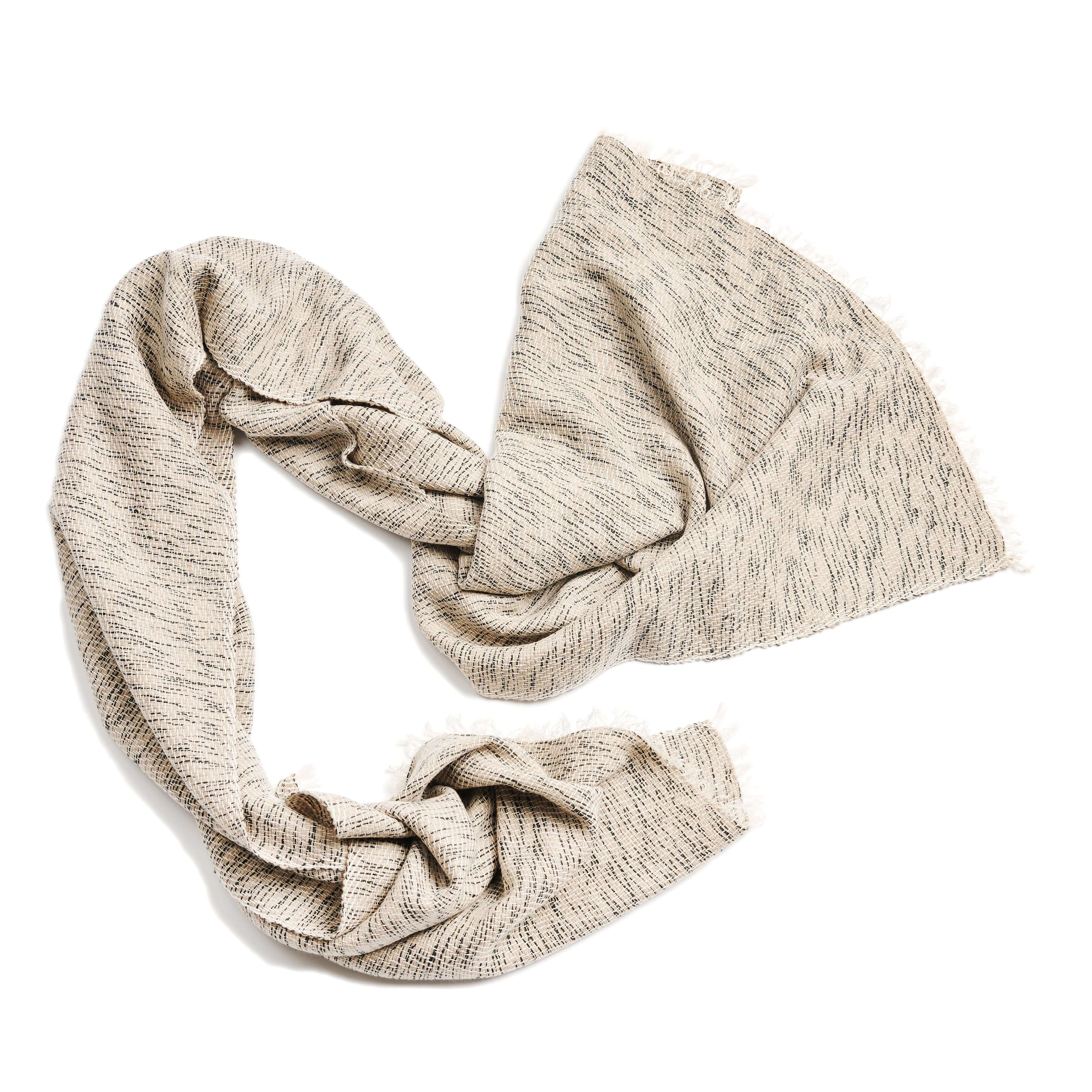 Forest Night Handwoven Neutral Cashmere Merino Scarf