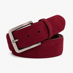 The Bari Burgundy Suede Leather Belt
