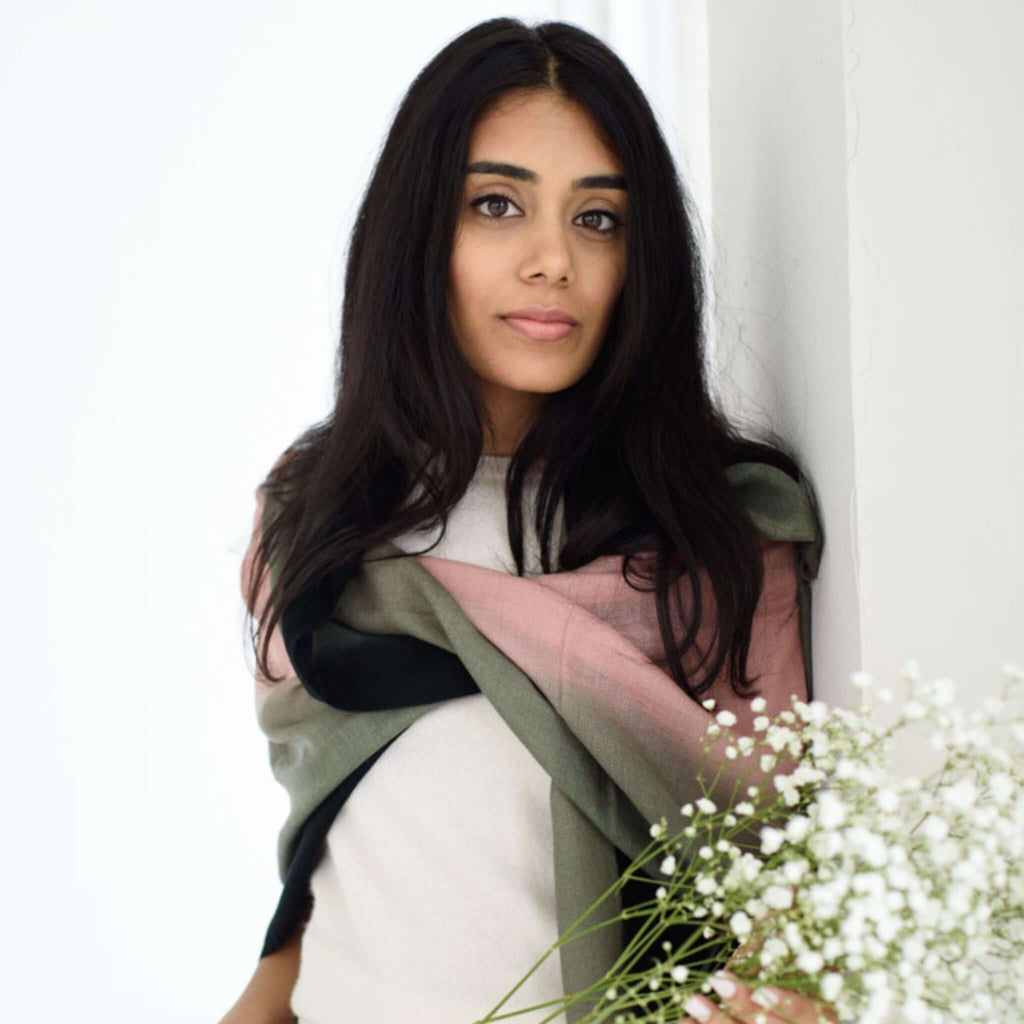 Iris Kiwi Cashmere Merino Handwoven Scarf