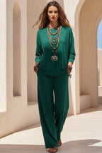 Women's Batwing-Sleeve Oversized Top & Wide-Leg Pants Set