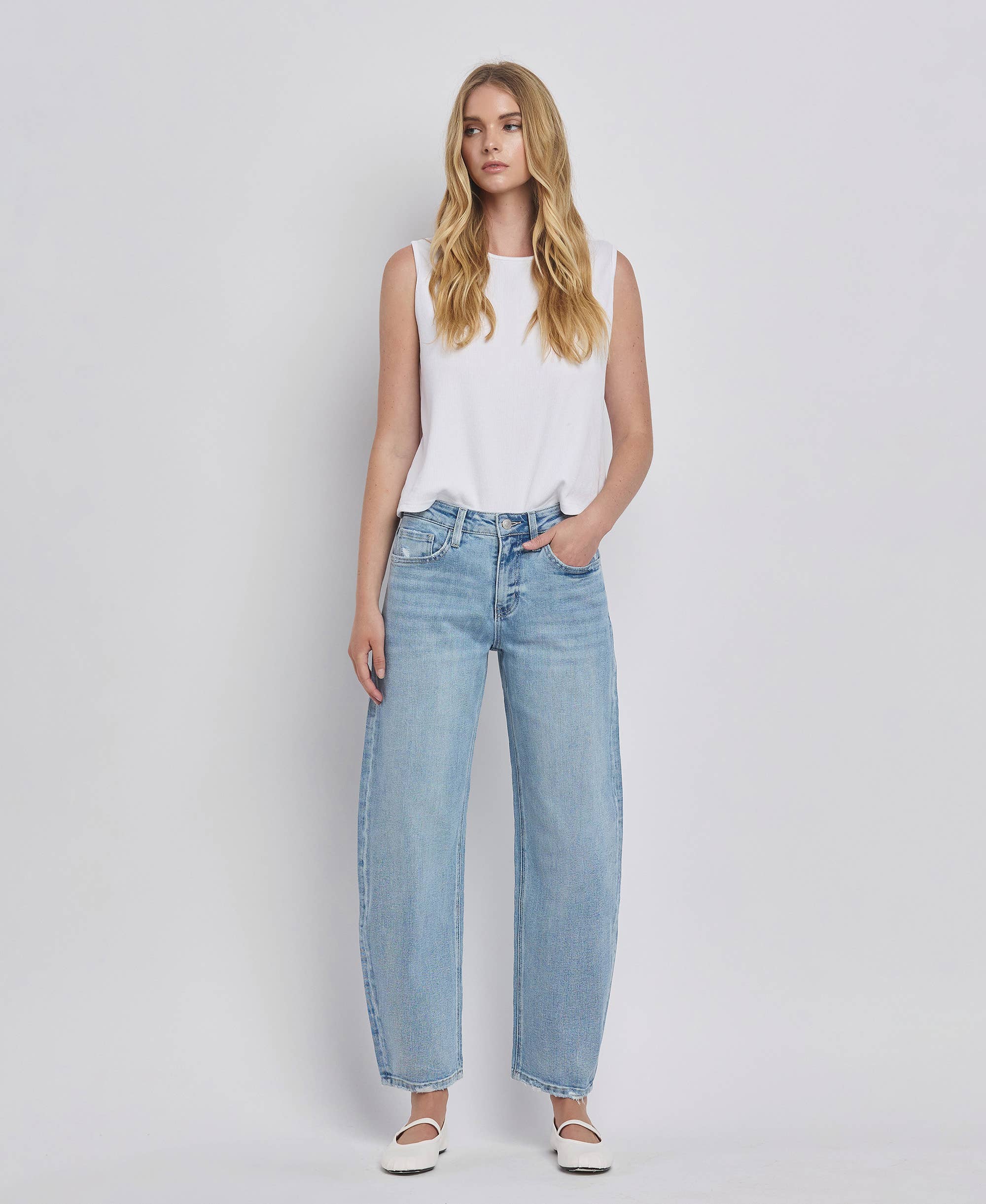 Lovervet by VERVET High Rise Barrel Leg Jeans