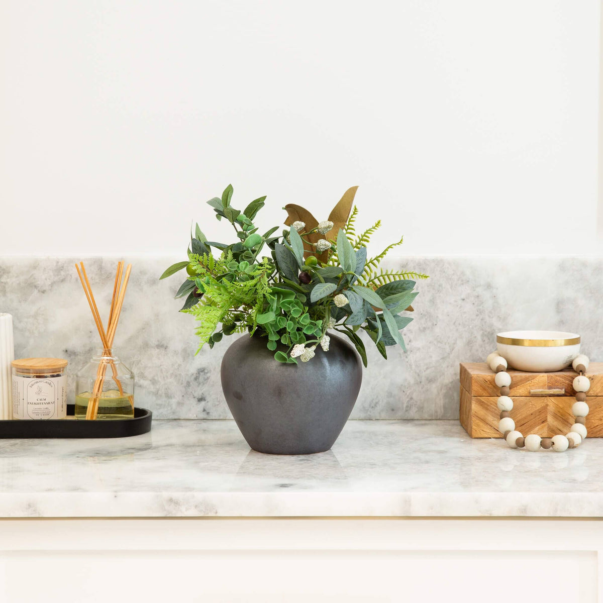7" Black Round Urn Vase - Che Cose Belle