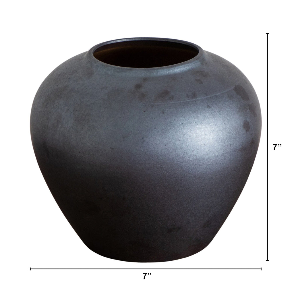 7" Black Round Urn Vase - Che Cose Belle