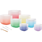 7 Chakra Color Quartz Crystal Singing Bowl Set (8"-14") - Che Cose Belle
