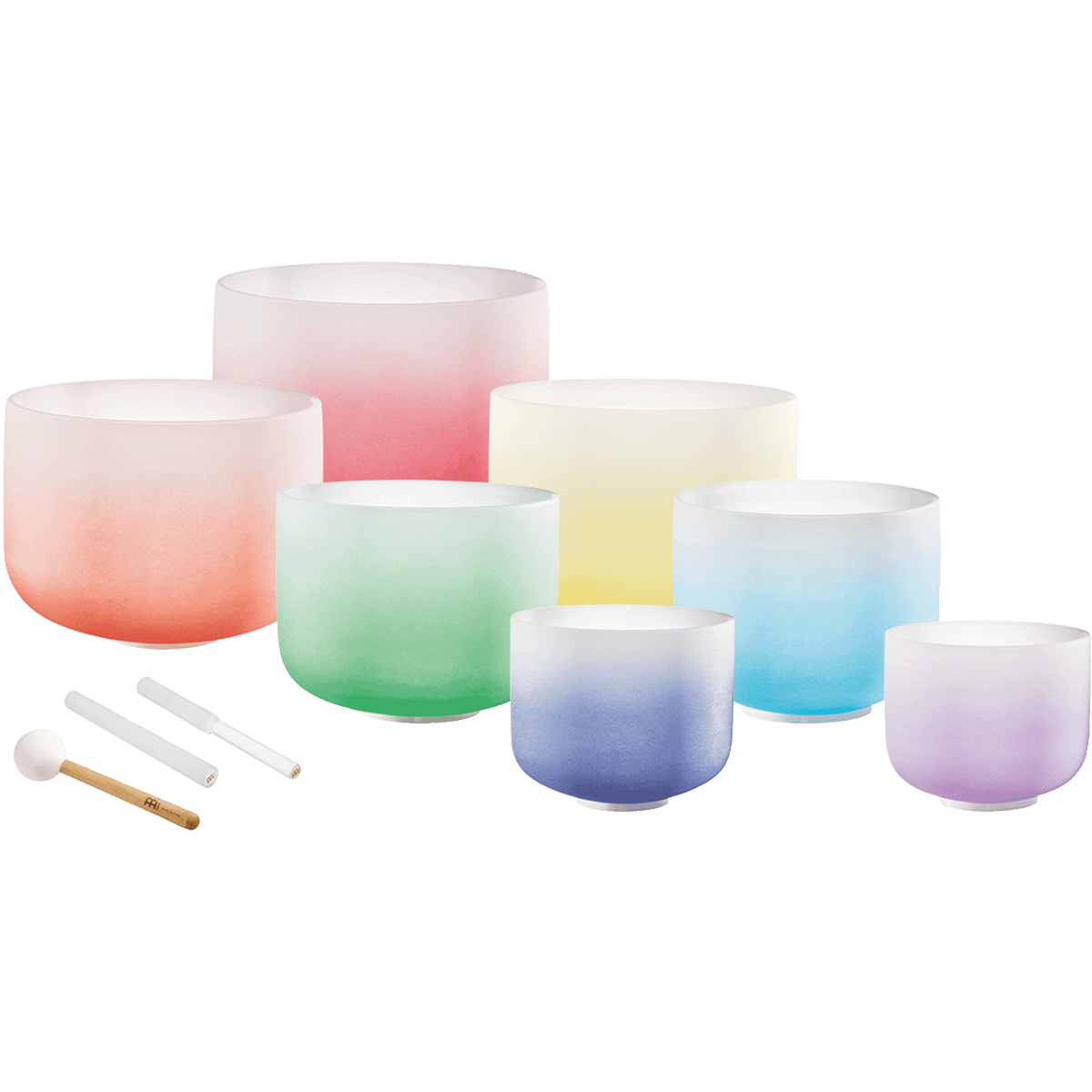 7 Chakra Color Quartz Crystal Singing Bowl Set (8"-14") - Che Cose Belle