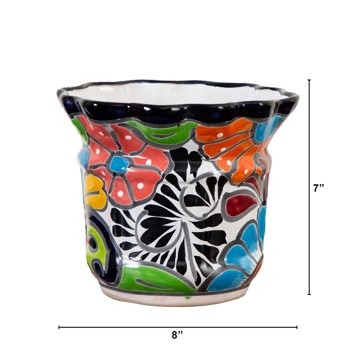 7" x 8" Handmade Mexican Talavera Ceramic Planter - Che Cose Belle