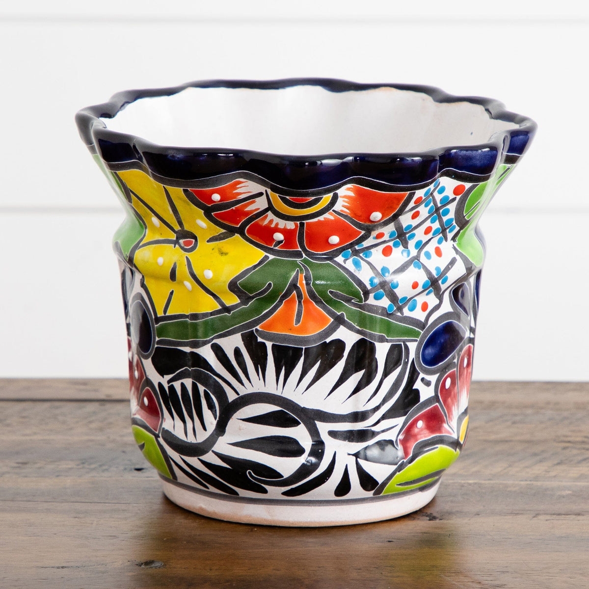 7" x 8" Handmade Mexican Talavera Ceramic Planter - Che Cose Belle