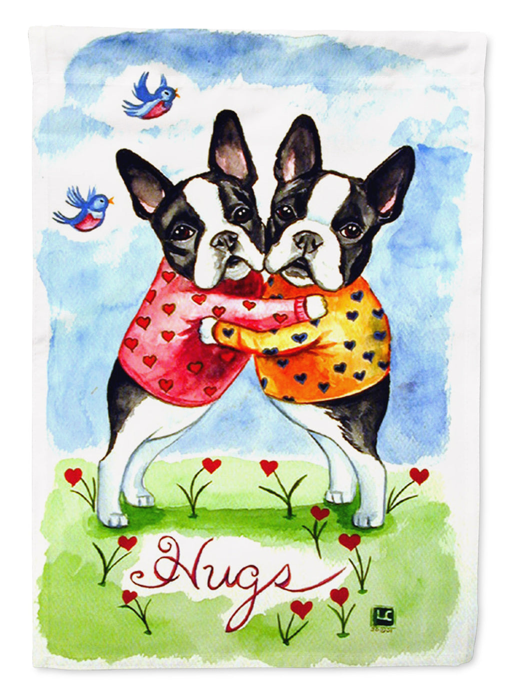 Hugs Boston Terrier Garden Flag – Decorative Outdoor Yard Flag