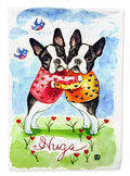 Hugs Boston Terrier Garden Flag – Decorative Outdoor Yard Flag