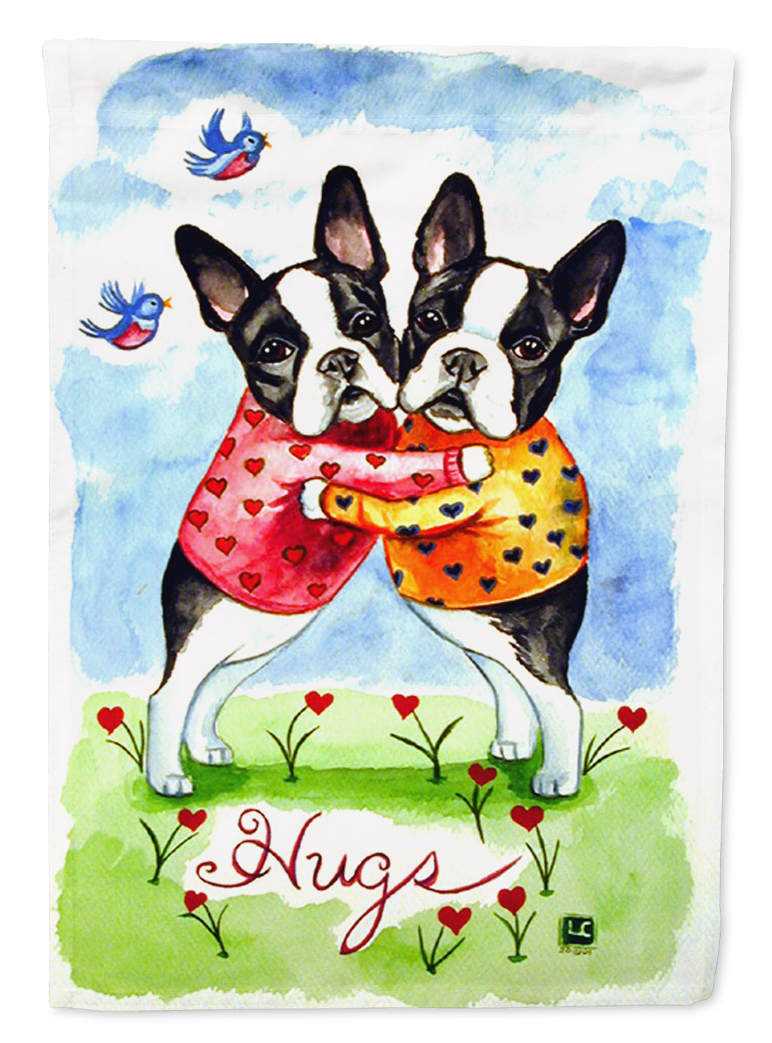 Hugs Boston Terrier Garden Flag – Decorative Outdoor Yard Flag
