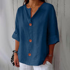Women's V-Neck Buttoned Blouse