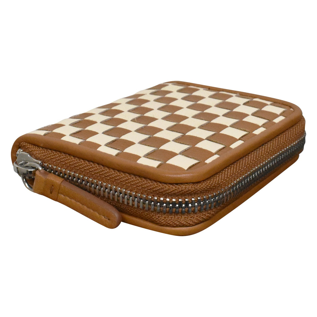CHECKERBOARD ZIP AROUND WALLET