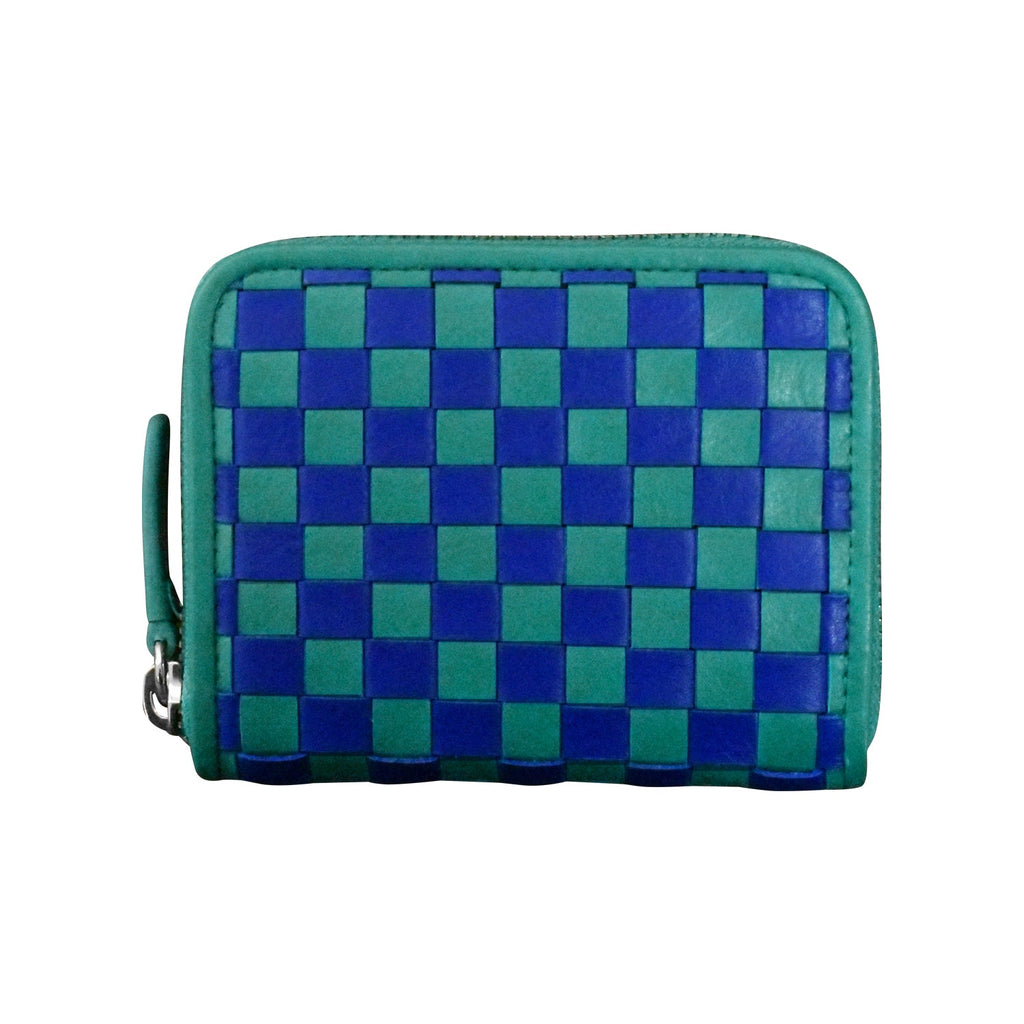 CHECKERBOARD ZIP AROUND WALLET