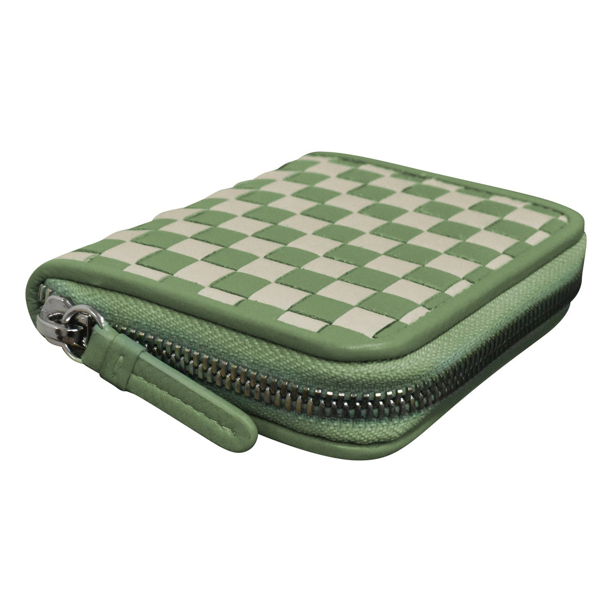 CHECKERBOARD ZIP AROUND WALLET
