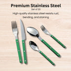 Khen Green Cutlery Set of 20 –18/8 Stainless Steel Flatware